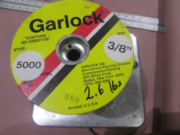 Garlock 5000 3/8" Compression Packing Partial Roll 2.6 LB Carbon Yarn