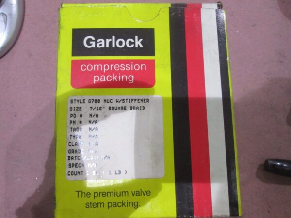 Garlock Mechanical Compression Packing G700 7/16" Square Braid 1 LB