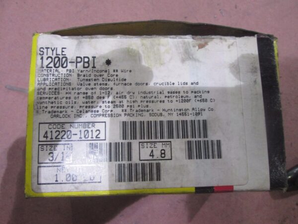 Garlock 1200-PBI Mechanical Packing 3/16" Partial Roll 1 LB