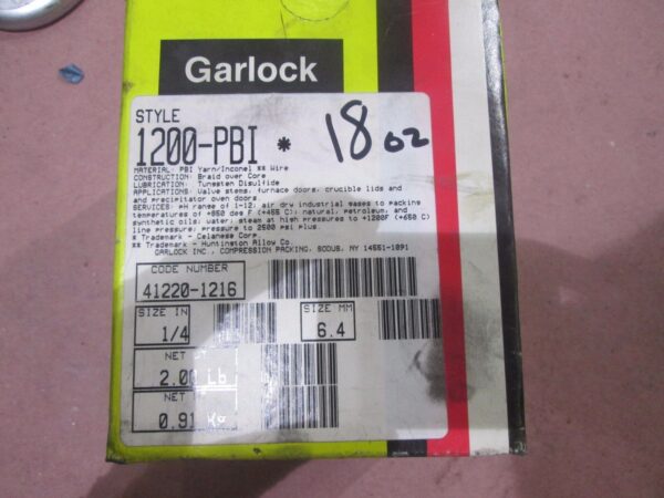 Garlock Mechanical Compression Packing 1200PBI 1/4" 1 LB Partial Roll