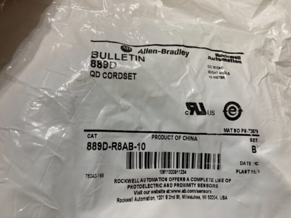 Allen Bradley 889D-R8AB-10 Ser. B Cordset QD Cord