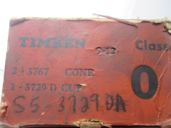 Timken Matched Set Double Tapered Roller Bearing 3767 3729D Box Marked S53729