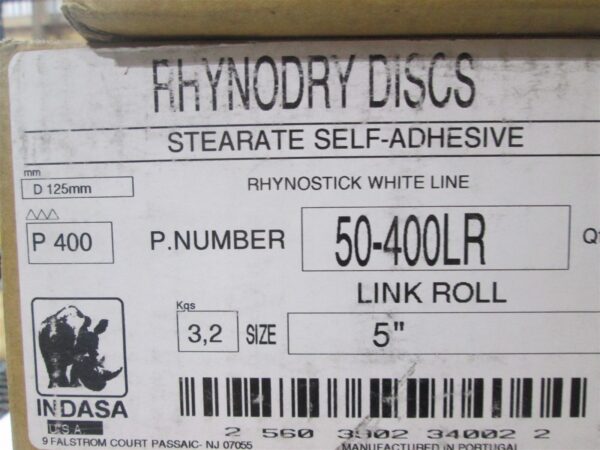 Rhynodry Sanding Discs 5" Sterate Self-Adhesive PSA 400 Grit Roll of 100