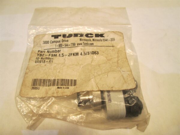  Turck YB2-FSM 4.5-2FKM 4.5/S1063 ID # U0918-61 Connector Splitter