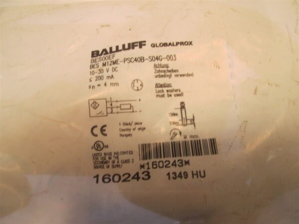 Balluff GlobalProx 160243 BES00EF BES M12ME-PSC40B-S04G-003