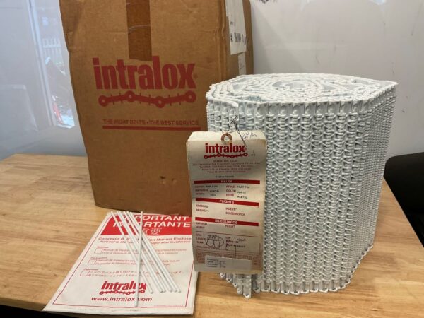 Intralox Series 1100 White Flat Top Acetal Conveyor Belt 12" Flights 2"