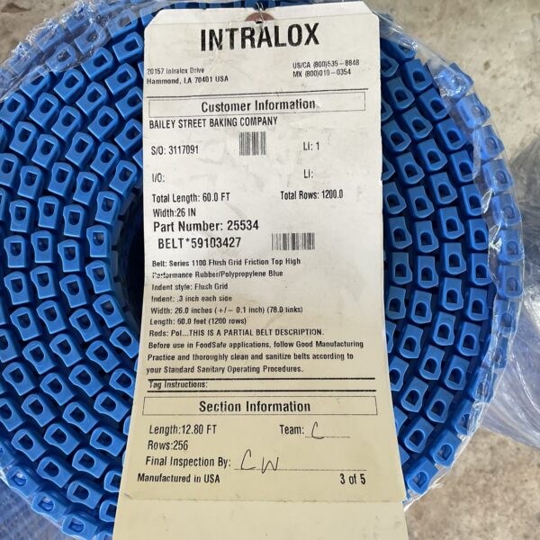 25534 Intralox 1100 Flush Grid Friction Top